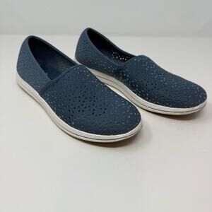 Clarks Cloudstepper Breeze Emily Slip On Shoes Womens 9 Blue Casual Comfort EUC